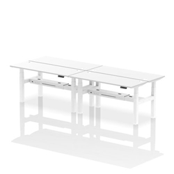 Air Back-to-Back 1600 x 600mm Height Adjustable 4 Person Bench Desk White Top CP White Frame
