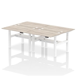 Air Back-to-Back 1200 x 800mm Height Adjustable 4 Person Bench Desk Grey Oak Top CP White Frame