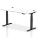 Air 1600 x 800mm Height Adjustable Desk White Top Cable Ports Black Leg