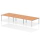 Impulse Bench B2B 6 Person 1600 Silver Frame Office Bench Desk Oak