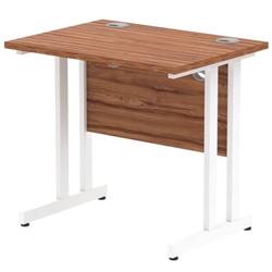 Impulse 800 x 600mm Straight Desk Walnut Top White Cantilever Leg