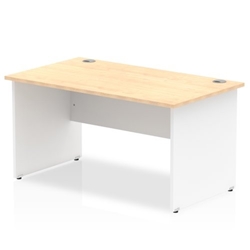 Impulse Panel End 1400/800 Rectangle Desk Maple Top White Panels Ref TT000110