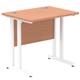 Impulse 800 x 600mm Straight Desk Beech Top White Cantilever Leg