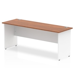 Impulse Panel End 1800/600 Rectangle Desk Walnut Top White Panels Ref TT000103