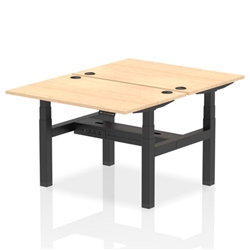 Air Back-to-Back 1200 x 800mm Height Adjustable 2 Person Bench Desk Maple Top CP Black Frame