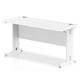 Impulse 1400 x 600mm Straight Desk White Top White Cable Managed Leg