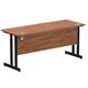 Impulse 1600 x 600mm Straight Desk Walnut Top Black Cantilever Leg