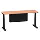 Air 1800 x 600mm Height Adjustable Desk Beech Top Cable Ports Black Leg With Black Steel Modesty Panel