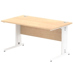 Impulse 1400/800 Rectangle White Cable Managed Leg Desk Maple