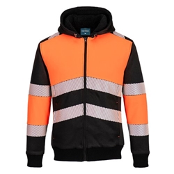 Portwest PW3 Zipped Class 1 Winter Hoodie M Orange/Blk