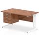 Impulse 1400 x 800mm Straight Desk Walnut Top White Cable Managed Leg with 1 x 3 Drawer Fixed Pedestal