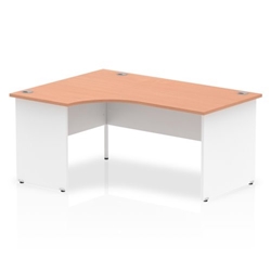 Impulse Panel End 1600/800 Left Hand Crescent Desk Beech Top White Panels Ref TT000027