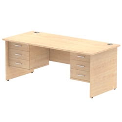 Impulse 1800 x 800mm Straight Desk Maple Top Panel End Leg 2 x 3 Drawer Fixed Pedestal