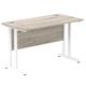 Impulse 1200 x 600mm Straight Desk Grey Oak Top White Cantilever Leg