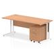 Impulse 1800 x 800mm Straight Desk Oak Top White Cantilever Leg with 2 Drawer Mobile Pedestal
