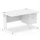 Impulse 1400 x 800mm Straight Desk White Top White Cable Managed Leg with 1 x 2 Drawer Fixed Pedestal