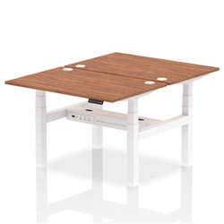 Air Back-to-Back 1200 x 800mm Height Adjustable 2 Person Bench Desk Walnut Top CP White Frame