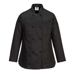 Portwest Rachel Womens Chefs Jacket L/S XL Blk