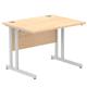 Impulse 1000 x 800mm Straight Desk Maple Top Silver Cantilever Leg
