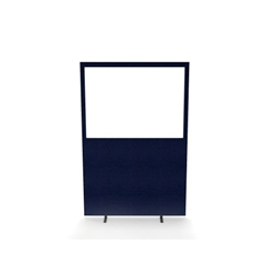 Impulse Plus Clear Half Vision 1200/1600 Floor Free Standing Screen Royal Blue Fabric Light Grey Edges