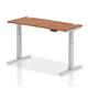 Air 1400 x 600mm Height Adjustable Desk Walnut Top Cable Ports Silver Leg