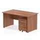 Impulse 1400 x 800mm Straight Desk Walnut Top Panel End Leg with 2 Drawer Mobile Pedestal Bundle