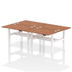 Air Back-to-Back 1200 x 800mm Height Adjustable 4 Person Bench Desk Walnut Top CP White Frame