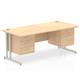 Impulse 1600 Rectangle Silver Cant Leg Desk MAPLE 1 x 2 Drawer 1 x 3 Drawer Fixed Ped