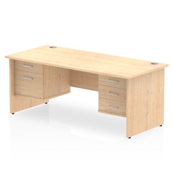Impulse 1800 Rectangle Panel End Leg Desk MAPLE 1 x 2 Drawer 1 x 3 Drawer Fixed Ped