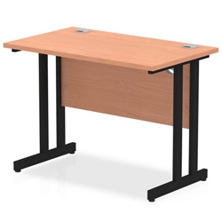 Impulse 1000 x 600mm Straight Desk Beech Top Black Cantilever Leg
