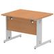 Impulse 1000 x 800mm Straight Desk Oak Top Silver Cable Managed Leg