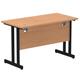 Impulse 1200 x 600mm Straight Desk Oak Top Black Cantilever Leg