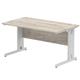 Impulse 1400 x 800mm Straight Desk Grey Oak Top Silver Cable Managed Leg