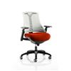 Flex Task Operator Chair Black Frame White Back Pimento Colour Seat With Arms Ref KCUP0764