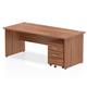 Impulse 1800 x 800mm Straight Desk Walnut Top Panel End Leg with 2 Drawer Mobile Pedestal