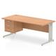 Impulse 1800 x 800mm Straight Desk Oak Top Silver Cable Managed Leg 1 x 3 Drawer Fixed Pedestal