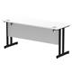 Impulse 1600 x 600mm Straight Desk White Top Black Cantilever Leg