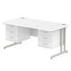 Impulse 1600 x 800mm Straight Desk White Top Silver Cantilever Leg 2 x 3 Drawer Fixed Pedestal