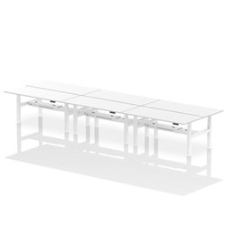 Air Back-to-Back 1800 x 800mm Height Adjustable 6 Person Bench Desk White Top CP White Frame