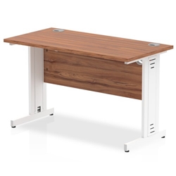 Impulse 1200 x 600mm Straight Desk Walnut Top White Cable Managed Leg