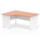 Impulse Panel End 1600/800 Left Hand Crescent Desk Beech Top White Panels Ref TT000027