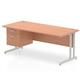 Impulse 1800 Rectangle Silver Cant Leg Desk Beech 1 x 2 Drawer Fixed Ped