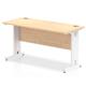 Impulse 1400 x 600mm Straight Desk Maple Top White Cable Managed Leg