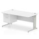 Impulse 1600 x 800mm Straight Desk White Top Silver Cable Managed Leg 1 x 2 Drawer Fixed Pedestal