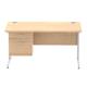 Impulse 1400 Rectangle Silver Cant Leg Desk MAPLE 1 x 2 Drawer Fixed Ped