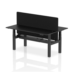Air Back-to-Back 1800 x 600mm Height Adjustable 2 Person Bench Desk Black Top CP Black Frame with Black Straight Screen