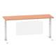 Air 1800 x 600mm Height Adjustable Desk Beech Top Cable Ports White Leg With White Steel Modesty Panel