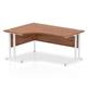 Impulse 1600mm Left Crescent Desk Walnut Top White Cantilever Leg