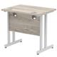 Impulse 800 x 600mm Straight Desk Grey Oak Top Silver Cantilever Leg