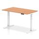 Air 1400 x 800mm Height Adjustable Desk Oak Top White Leg